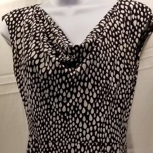London Style Black/White Sz 6 Cowl Neck Dress
